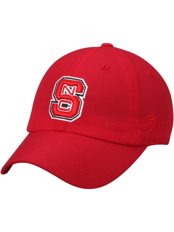 Men's Top of the World Red NC State Wolfpack Primary Logo Staple Adjustable Hat