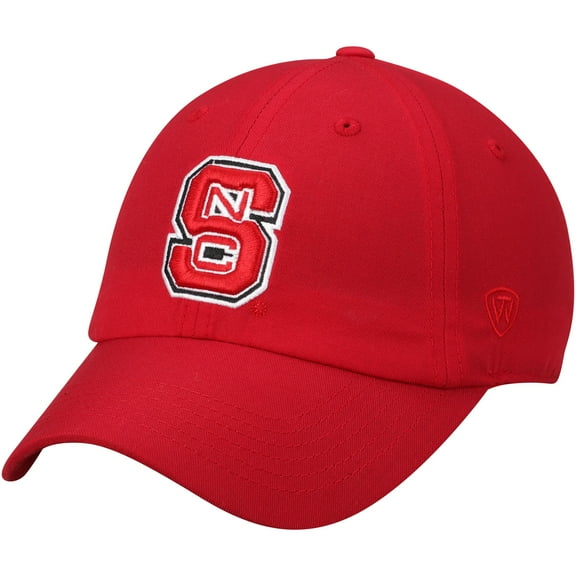 Men's Top of the World Red NC State Wolfpack Primary Logo Staple Adjustable Hat