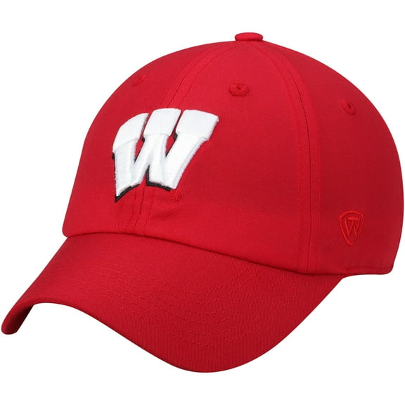 Men's Top of the World Red Wisconsin Badgers Primary Logo Staple Adjustable Hat