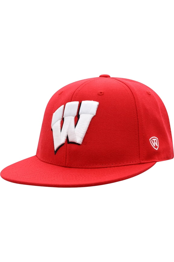 Men's Top of the World Red Wisconsin Badgers Team Color Fitted Hat