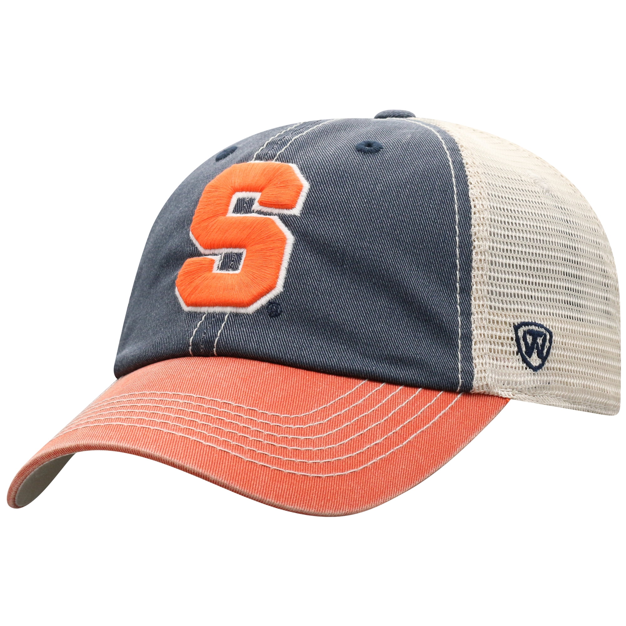 Men's Top of the World True Navy Syracuse Orange Off Road Three-Tone Vintage Adjustable Trucker Hat