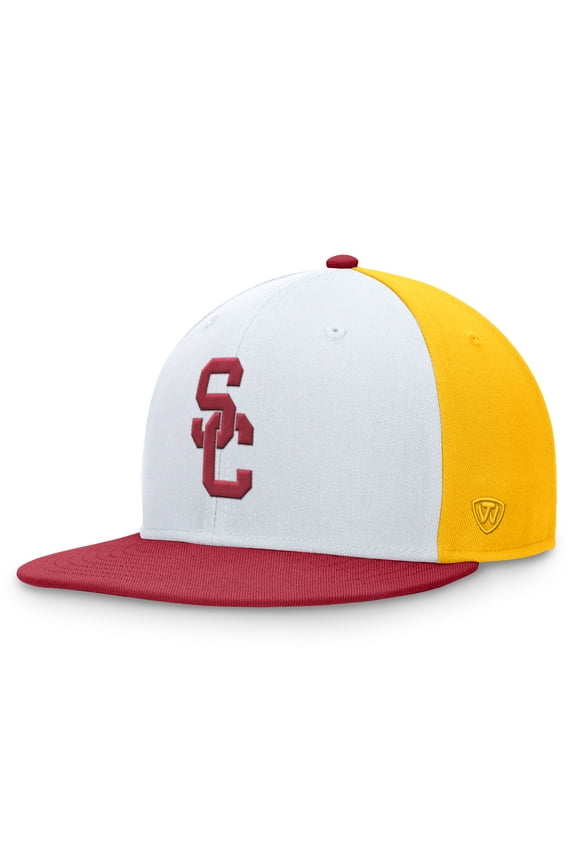 Men's Top of the World White/Cardinal USC Trojans Tri-Tone Heritage Collector Fitted Hat