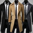 thumbnail image 1 of Men's Tops Long Sleeve Shirts Winter Men Slim Stylish Trench Coat Double Breasted Long Jacket Coat Gray qILAKOG Size XXL, 1 of 7