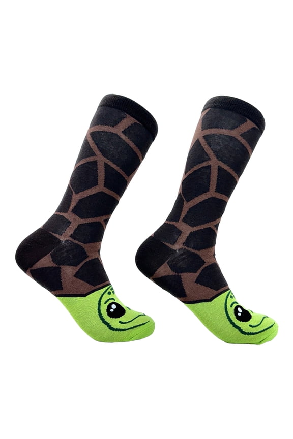 Men's Tortoise Socks Funny Cute Reptile Face Shell Novelty Footwear