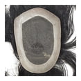thumbnail image 1 of Men's Toupee Human Hair System Units Swiss Lace and NPU Around Men Hairpieces 30mm Wave Durable Male Hair Prosthesis (1B#Natural Black with Grey), 1 of 7
