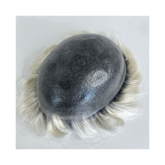 Men's Toupee Thin Skin 0.06mm PU Base Men's Hairpiece #1B60RY Indian Human Hair System Units