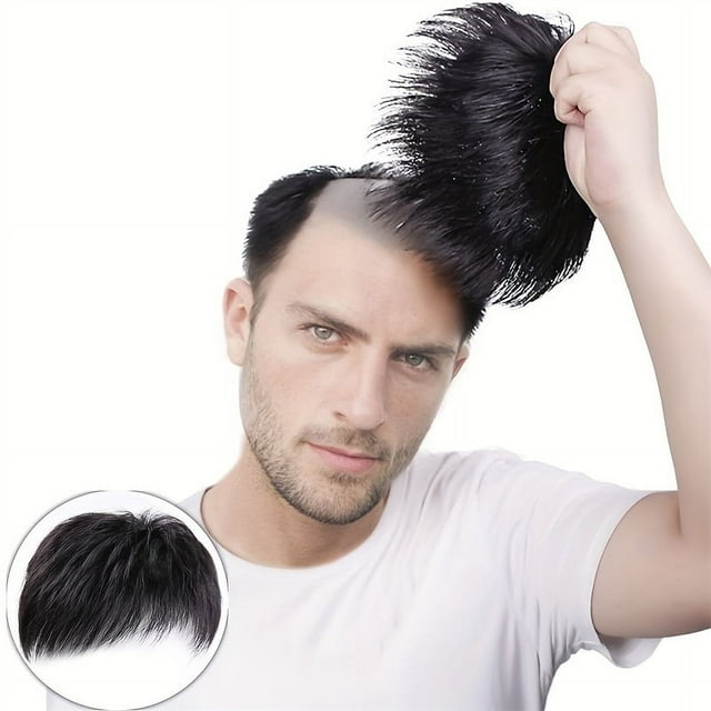 Men's Toupee Wig, High Top Fade Wig Men, Natural Black Short Topper Wig