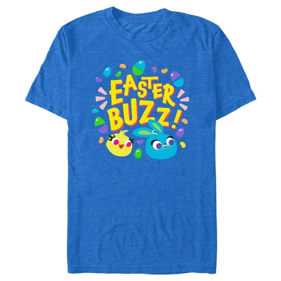 Men's Toy Story 4 Ducky and Bunny Easter Buzz  Graphic Tee Royal Blue Heather Large