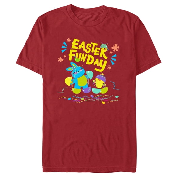 Men's Toy Story 4 Ducky and Bunny Easter Funday Graphic Tee Cardinal Small