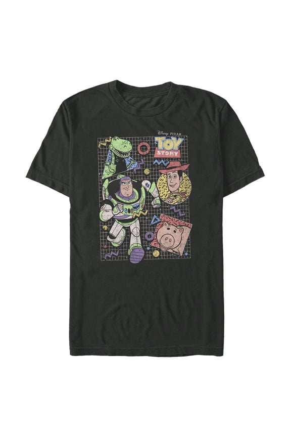 Men's Toy Story 90s Pop Character Grid Graphic Tee Black 5X Large