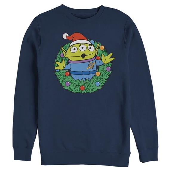 Men's Toy Story Alien Greetings Wreath Sweatshirt Navy Blue Small