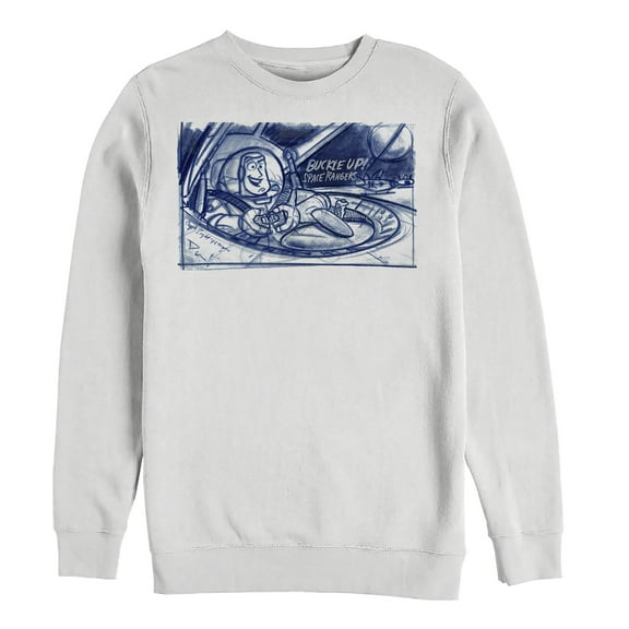 Men's Toy Story Buckle Up Buzz Lightyear  Sweatshirt White 3X Large
