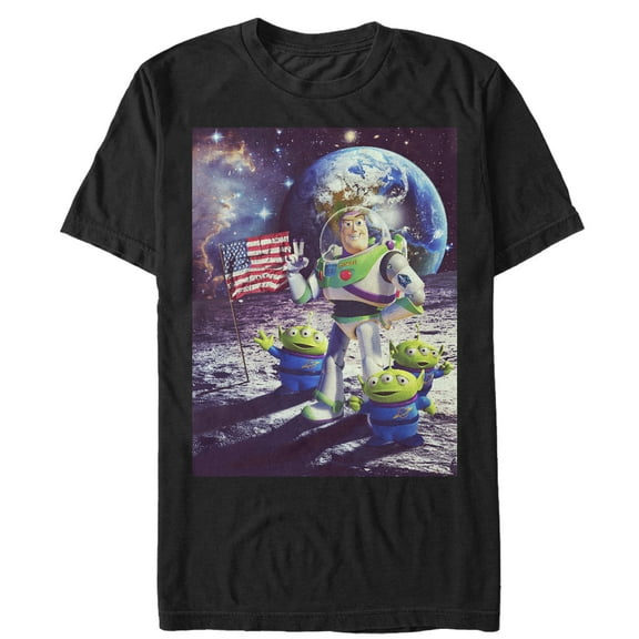 Men's Toy Story Buzz & Alien Moon Landing Graphic Tee Black X Large
