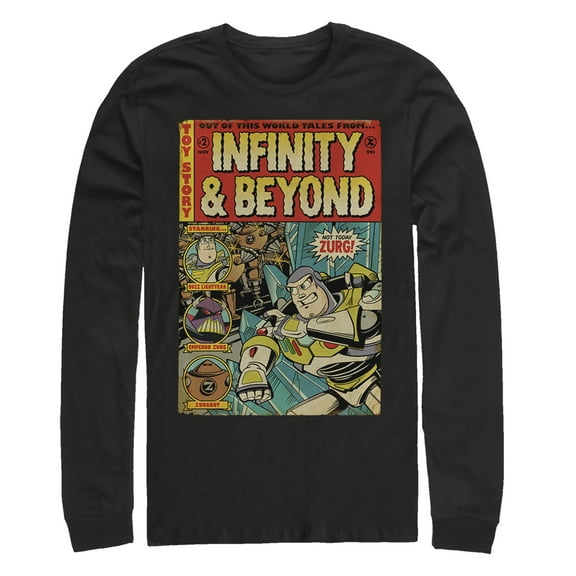 Men's Toy Story Buzz Lightyear Comic Cover  Long Sleeve Shirt Black Large