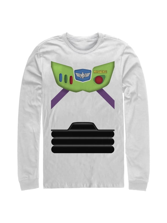 Men's Toy Story Buzz Lightyear Costume Tee Long Sleeve Shirt White 2X Large
