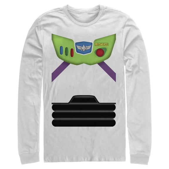 Men's Toy Story Buzz Lightyear Costume Tee Long Sleeve Shirt White Medium