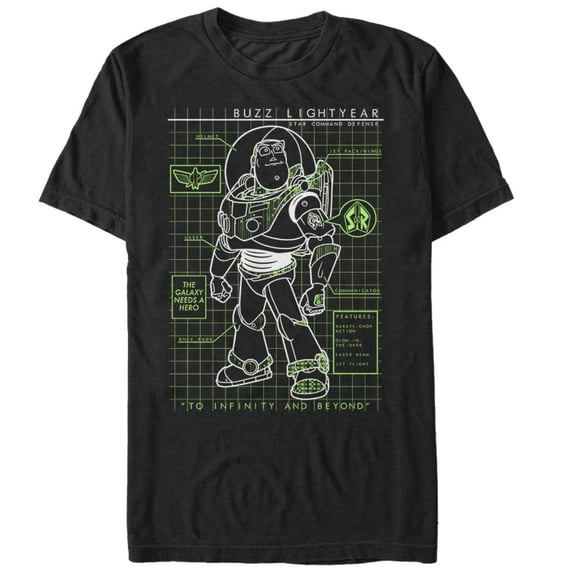Men's Toy Story Buzz Lightyear Diagram Graphic Tee Black Small