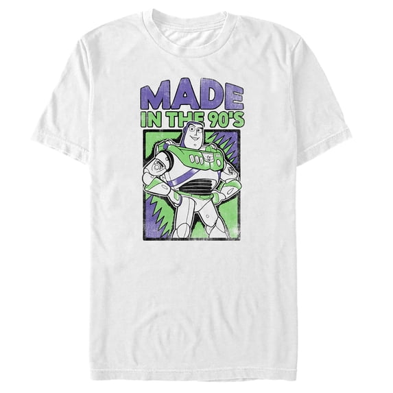 Men's Toy Story Buzz Lightyear Made in 90s Graphic Tee White Medium