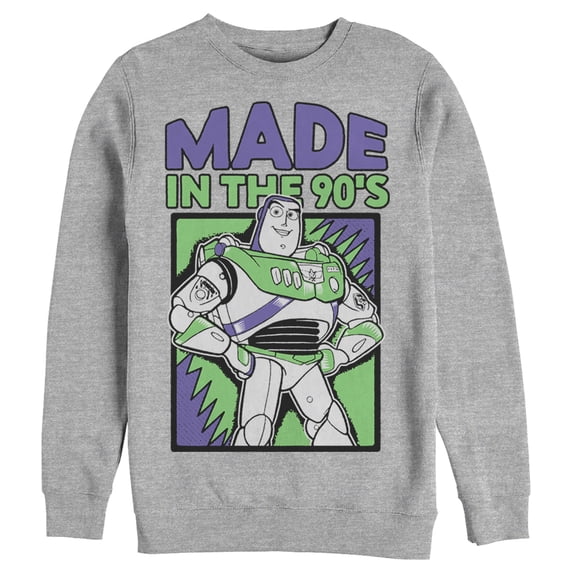 Men's Toy Story Buzz Lightyear Made in 90s Sweatshirt Athletic Heather 2X Large