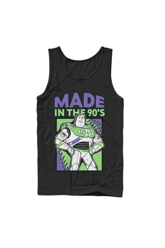 Men's Toy Story Buzz Lightyear Made in 90s Tank Top Black Medium