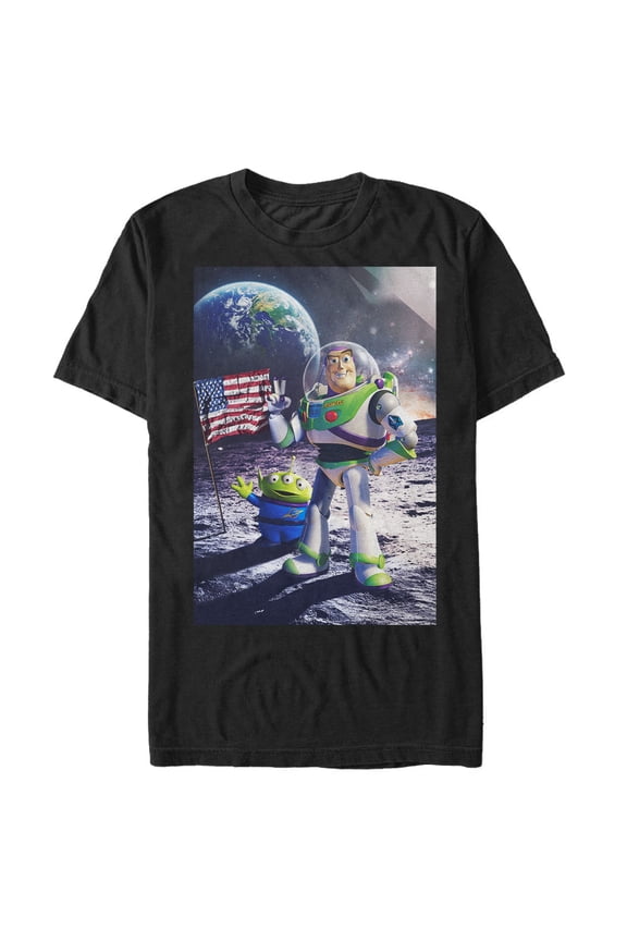 Men's Toy Story Buzz Lightyear Moon Landing  Graphic Tee Black 2X Large