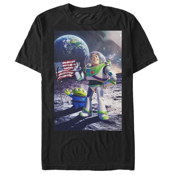 Men's Toy Story Buzz Lightyear Moon Landing Graphic Tee Black Small