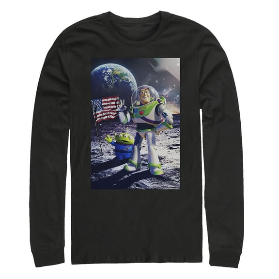 Men's Toy Story Buzz Lightyear Moon Landing Long Sleeve Shirt Black Medium
