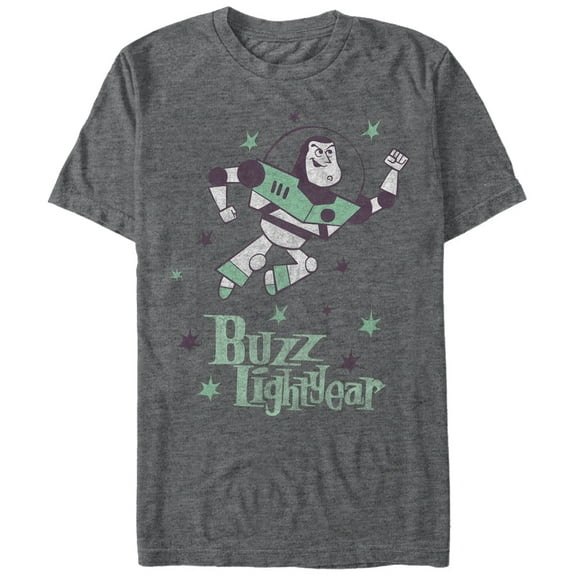 Men's Toy Story Buzz Lightyear Retro Star  Graphic Tee Charcoal Heather Small