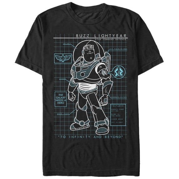 Men's Toy Story Buzz Lightyear Schematic Graphic Tee Black Large