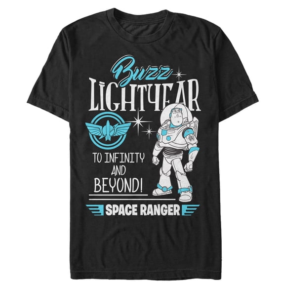 Men's Toy Story Buzz Lightyear Space Ranger Badge Graphic Tee Black 2X Large
