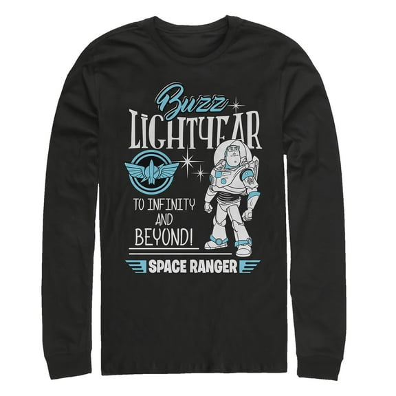 Men's Toy Story Buzz Lightyear Space Ranger Badge Long Sleeve Shirt Black Large