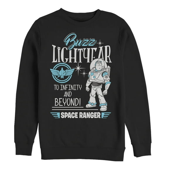 Men's Toy Story Buzz Lightyear Space Ranger Badge  Sweatshirt Black 2X Large