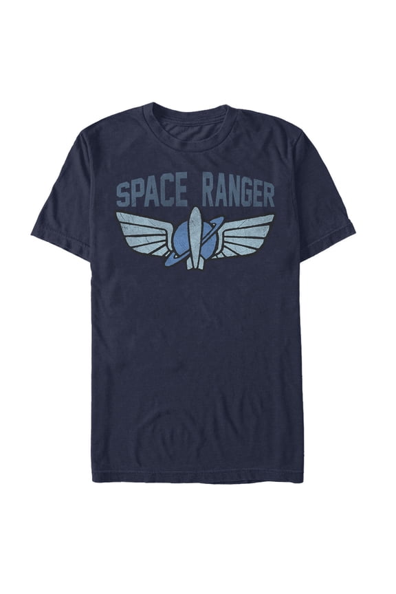 Men's Toy Story Buzz Lightyear Star CommBlack and White Logo Graphic Tee Navy Blue Medium