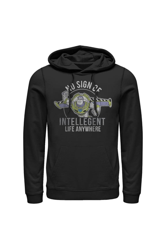 Men's Toy Story Buzz No Sign Of Intelligent Life Pull Over Hoodie Black Small