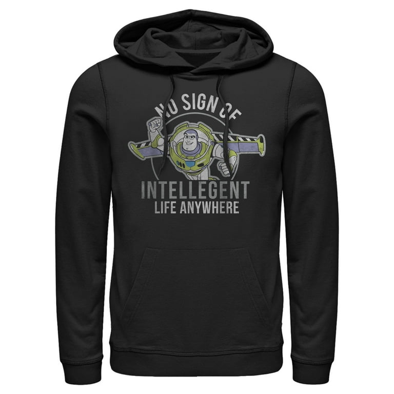 Men s Toy Story Buzz No Sign Of Intelligent Life Pull Over Hoodie Black X Large Walmart