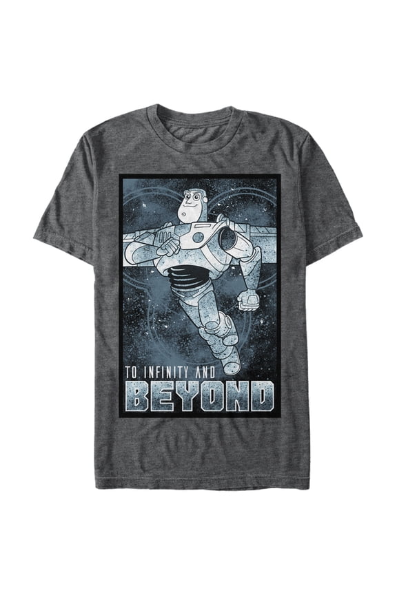 Men's Toy Story Buzz Poster Infinity and Beyond Graphic Tee Charcoal Heather 3X Large