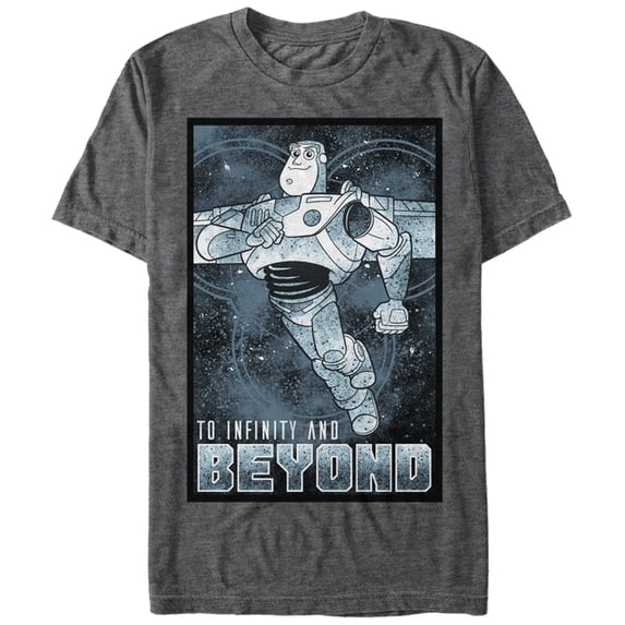 Men's Toy Story Buzz Poster Infinity and Beyond Graphic Tee Charcoal Heather 4X Large