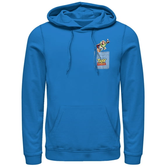 Men's Toy Story Buzz & Woody Pocket Print Pull Over Hoodie Royal Blue 3X Large