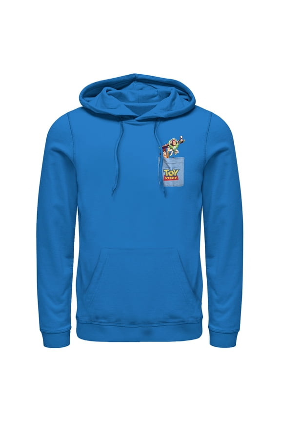 Men's Toy Story Buzz & Woody Pocket Print Pull Over Hoodie Royal Blue Small