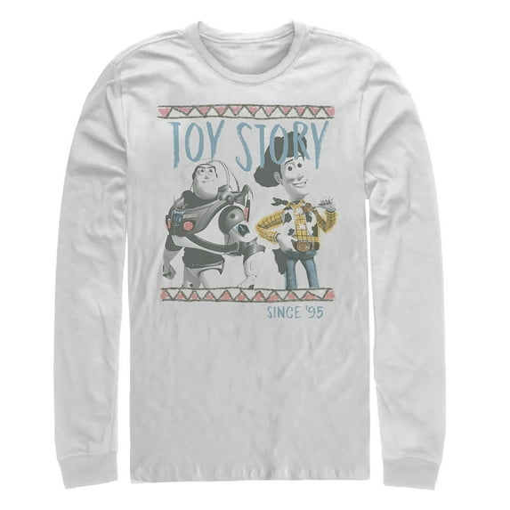 Men's Toy Story Cartoon Border Friends Long Sleeve Shirt White X Large