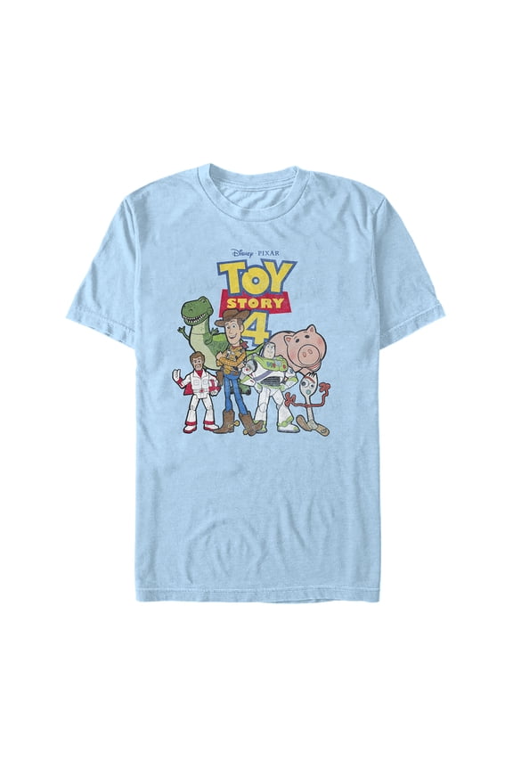 Men's Toy Story Character Logo Party Graphic Tee Light Blue Small