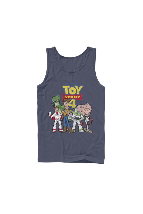 Men's Toy Story Character Logo Party  Tank Top Navy Blue 2X Large