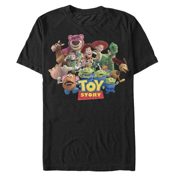 Men's Toy Story Character Logo Scene Graphic Tee Black 3X Large