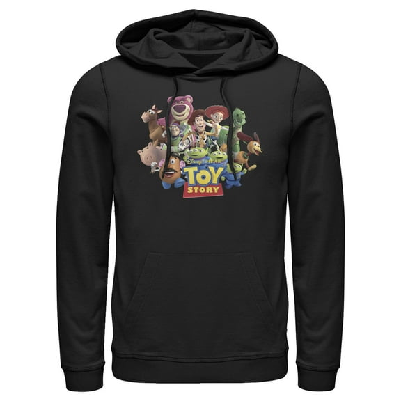 Men's Toy Story Character Logo Scene  Pull Over Hoodie Black X Large