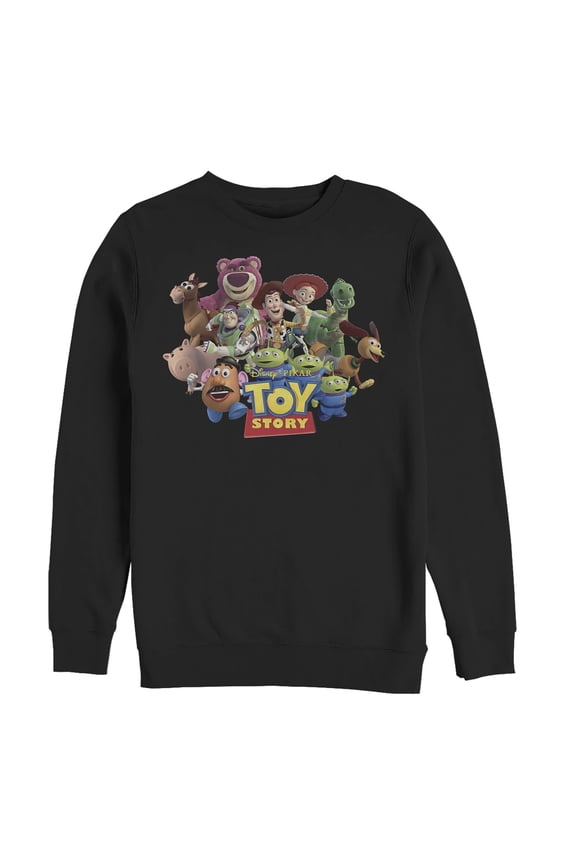 Men's Toy Story Character Logo Scene Sweatshirt Black 2X Large
