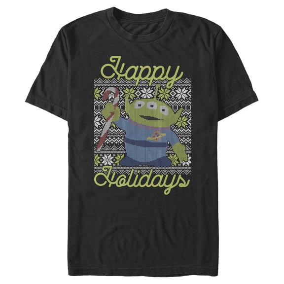 Men's Toy Story Christmas Alien Holidays  Graphic Tee Black Medium