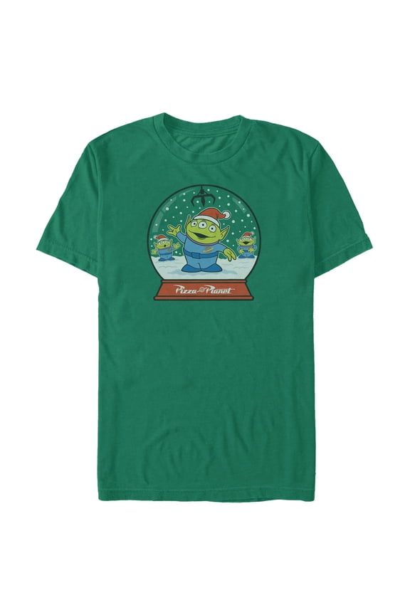Men's Toy Story Christmas Alien Snow Globe Graphic Tee Kelly Green Large