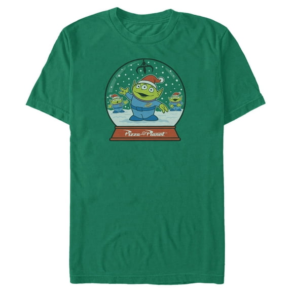 Men's Toy Story Christmas Alien Snow Globe Graphic Tee Kelly Green X Large