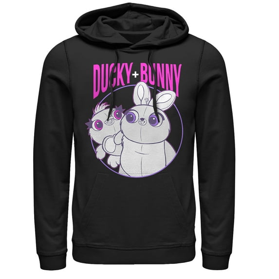 Men's Toy Story Ducky & Bunny Circle Portrait Pull Over Hoodie Black Large