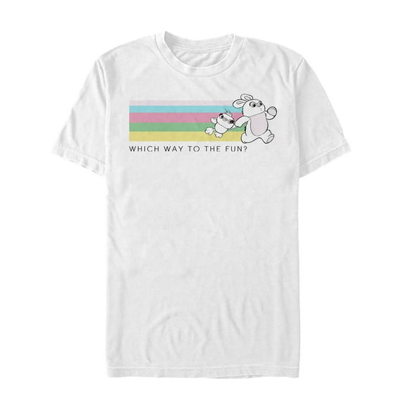 Men's Toy Story Ducky & Bunny Fun Rainbow Race  Graphic Tee White X Large